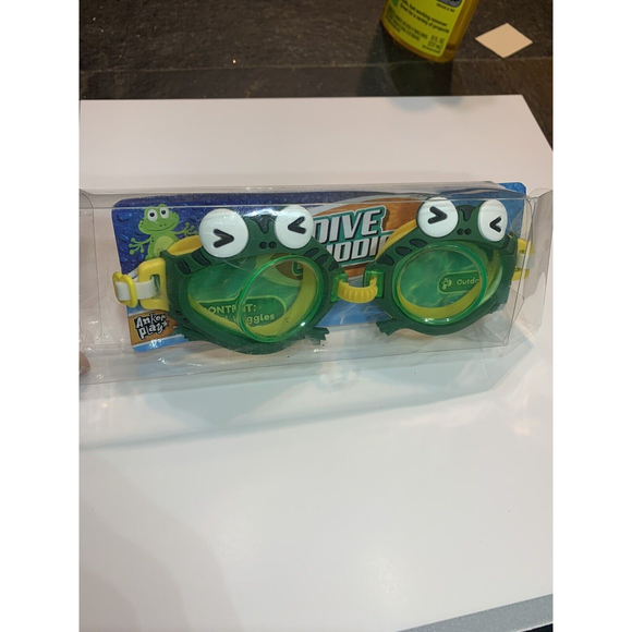 Swim Goggles For Kids 2 Pair RED CRAB And Green Frog Design Dive Buddies… - Picture 11 of 12